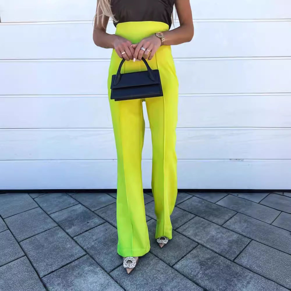 High-Waisted Slim Fit Bell-Bottom Pants for Women