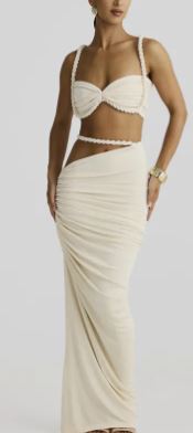 Chic Backless Halter Suspender Sheath Skirt Two-Piece Set