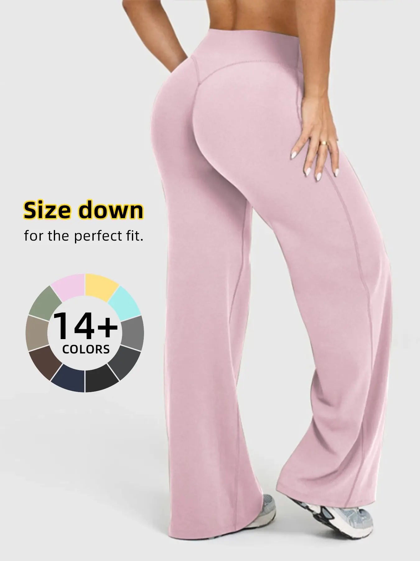 Women'S High Waisted Elastic Loose Fit Straight Leg Pants, Butt Lifting Outdoor Casual Pants, Suitable for Yoga and Pilates, Comfortable Daily Wear, Womenswear