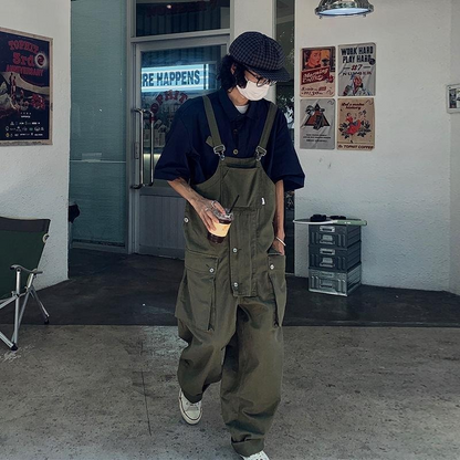 Retro Korean Loose Wide Leg Jumpsuit for Men