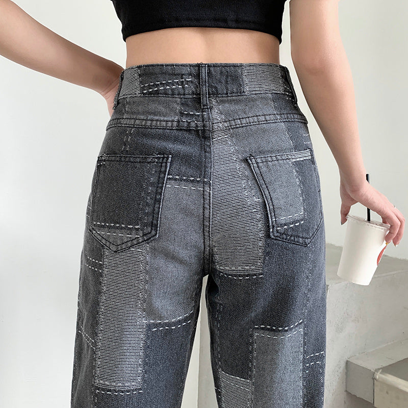 Trendy High Waist Wide Leg Slim Ladies Jeans