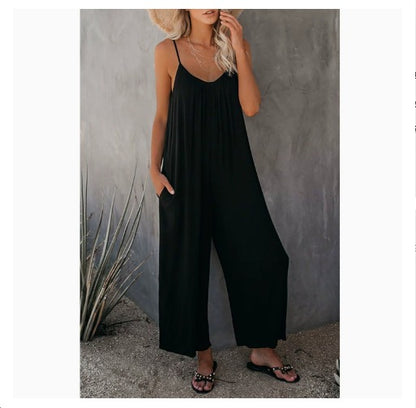 Women's U-Neck Backless Wide-Leg Jumpsuit