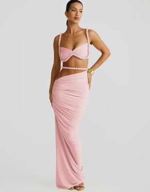 Chic Backless Halter Suspender Sheath Skirt Two-Piece Set