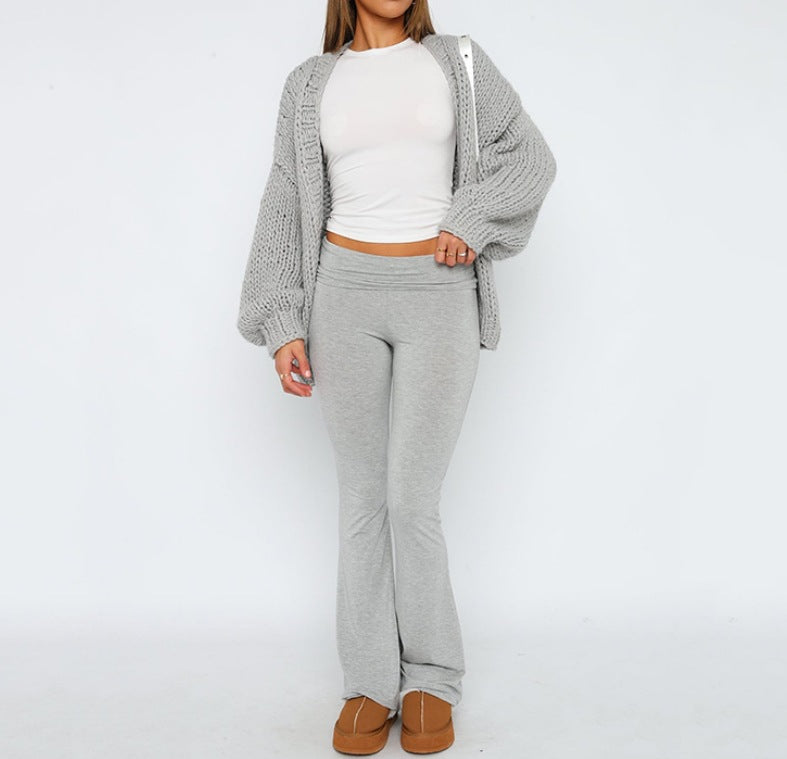 Women's High Waist Slim-fit Black Trousers