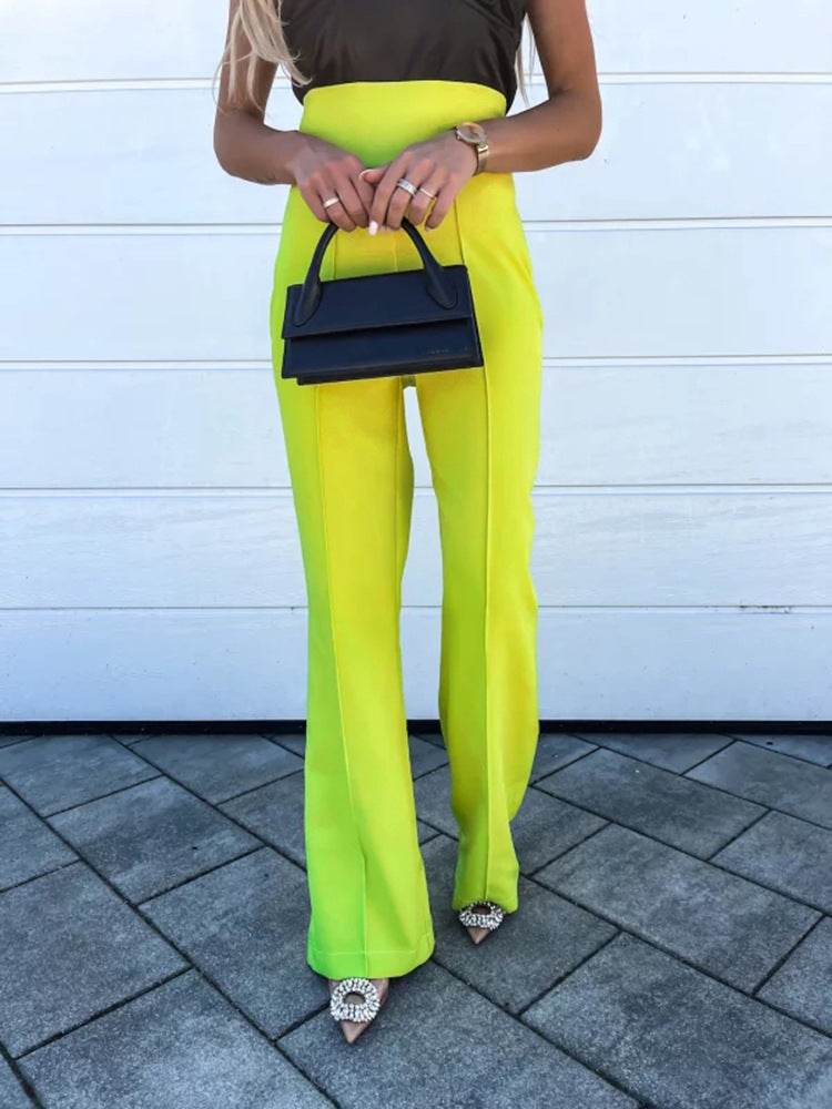 High-Waisted Slim Fit Bell-Bottom Pants for Women