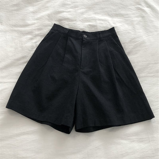 Retro High Waist Slim Linen Wide Leg Trousers