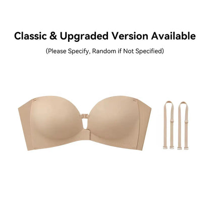 LUCKMEEY Womens Strapless Front Closure Bra Push up Padded Add Cup Non Slip Wireless Supportive Seamless Comfortable Tube Jelly Bra a B C Cup#Summerwins#Tiktokshopdealsforyoudays