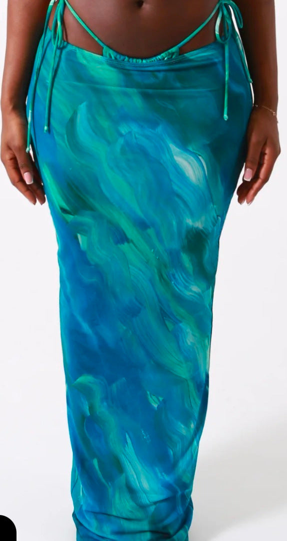 2022 WISH Printed Sexy Bikini Wrap Skirt Set