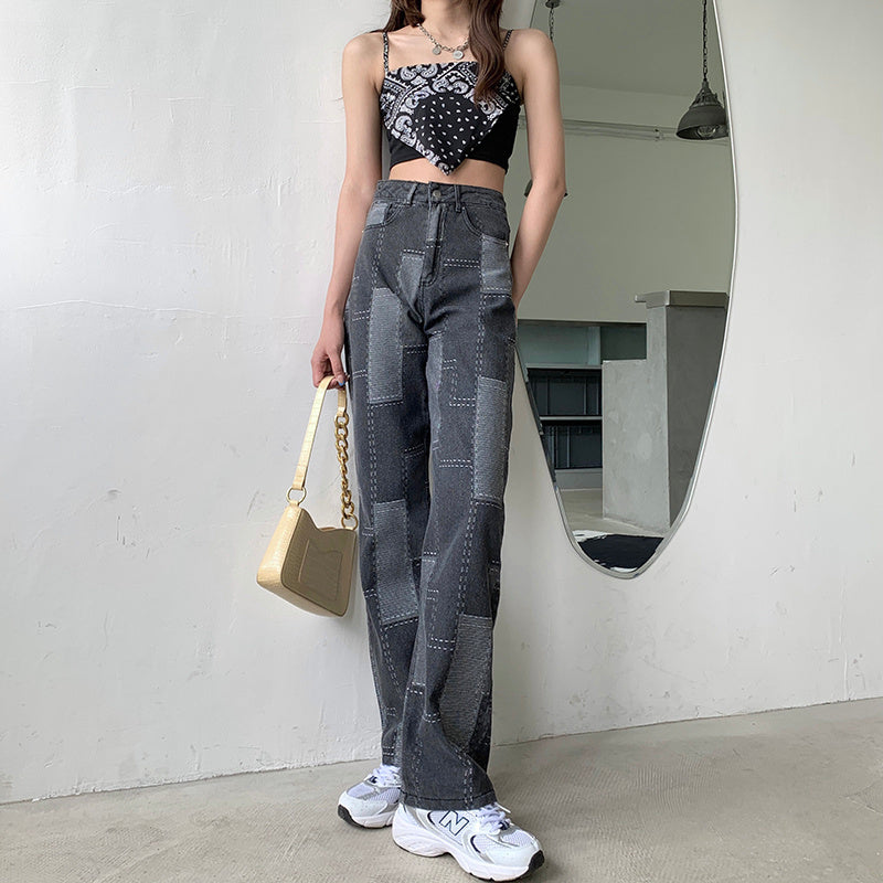 Trendy High Waist Wide Leg Slim Ladies Jeans