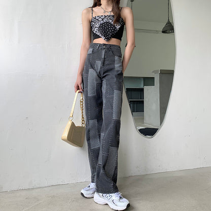 Trendy High Waist Wide Leg Slim Ladies Jeans