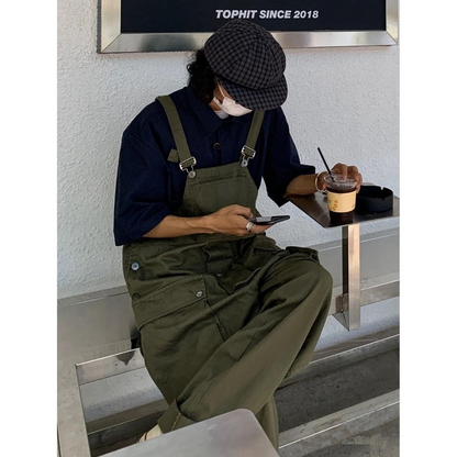 Retro Korean Loose Wide Leg Jumpsuit for Men