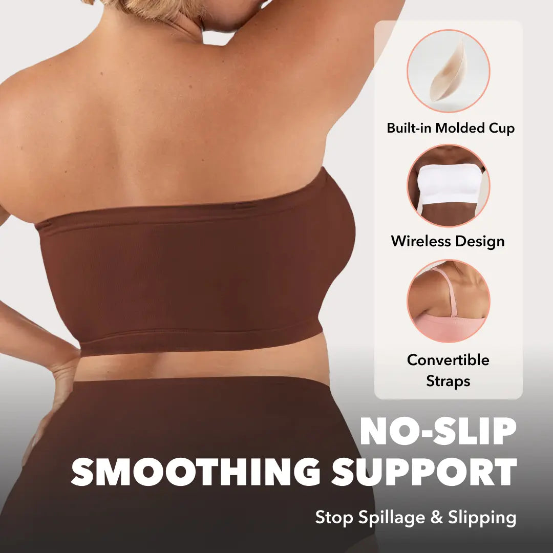 Shapermint Truekind Convertible Strapless Bandeau Bra with Wireless Comfort, Anti-Slip Grip & Removable Straps Fit Outfits