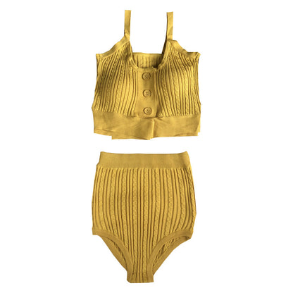 Women's Two-Piece Swimwear Set with Tie-Braided Neck