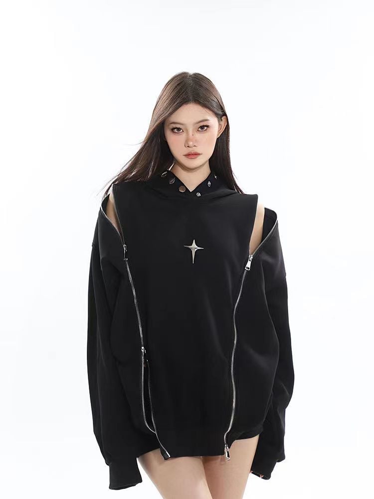 American Retro Women’s Hooded Sweater with Zipper