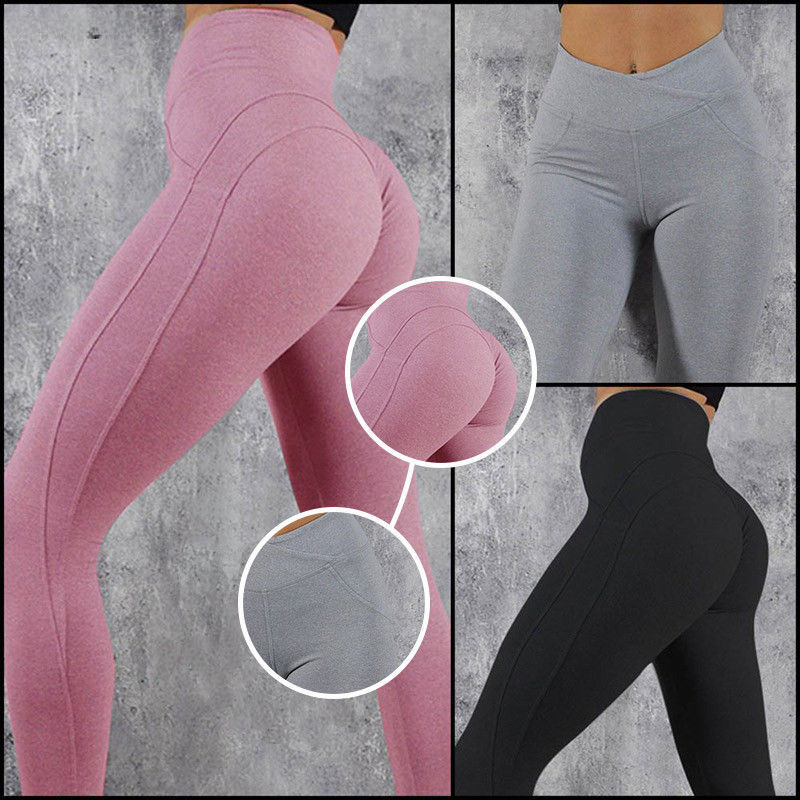 2022 Women's High Waist Yoga Pants with V-Cross Design