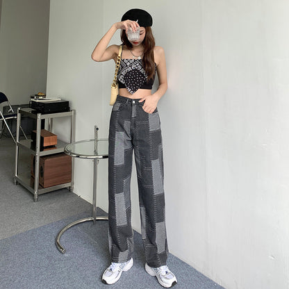 Trendy High Waist Wide Leg Slim Ladies Jeans
