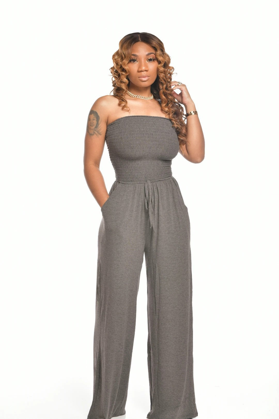 2023 Women's Casual Off-Shoulder Wide-Leg Jumpsuit