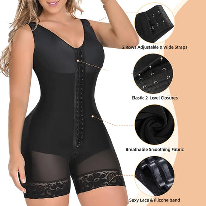 YIANNA Fajas Colombianas Shapewear for Women Tummy Control Full Shapewear Butt Lifter with Hooks Closure