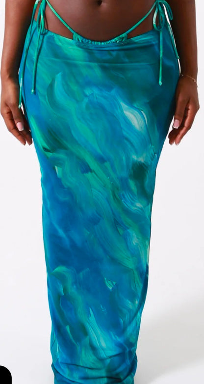 2022 WISH Printed Sexy Bikini Wrap Skirt Set