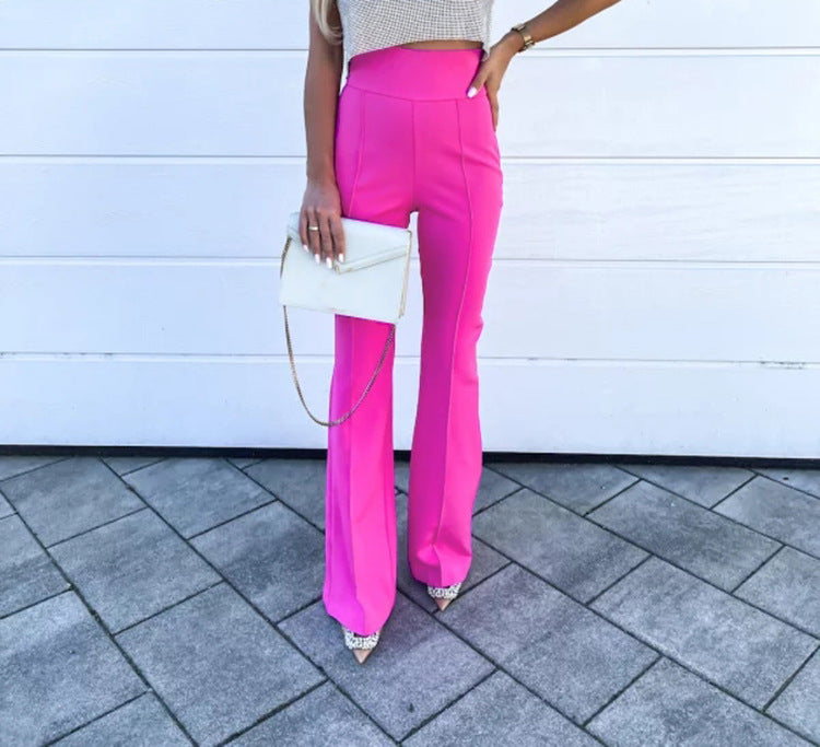 High-Waisted Slim Fit Bell-Bottom Pants for Women