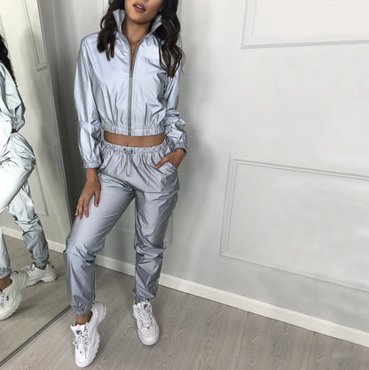 Reflective Casual Two-Piece Outfit Set
