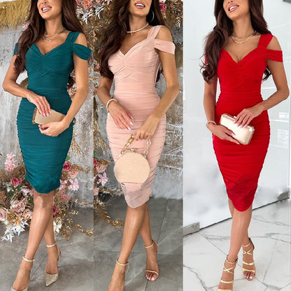2023 New Women's Sexy Off-Shoulder Bodycon Dress