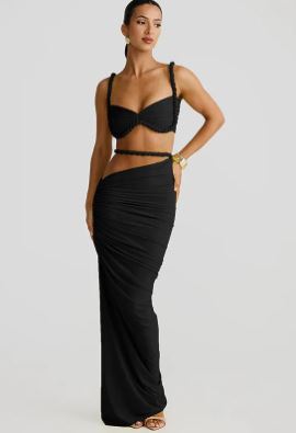 Chic Backless Halter Suspender Sheath Skirt Two-Piece Set