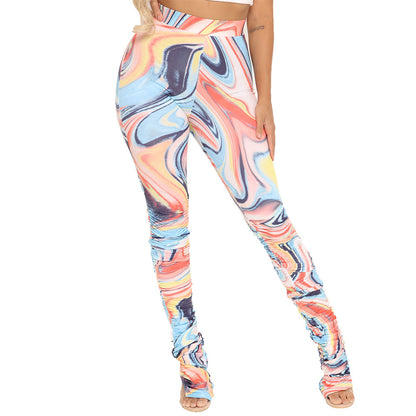 Irregular Pleated High Waist Women's Trousers
