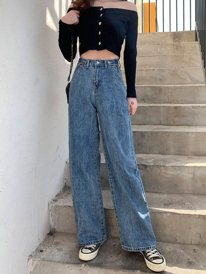 Trendy Slim Fit Loose Ladies Street Jeans