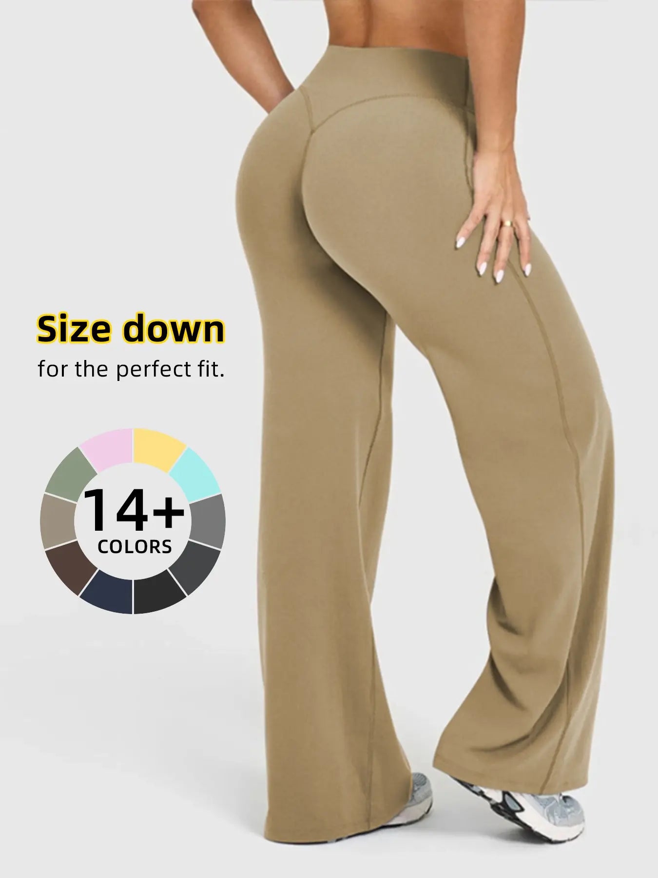 Women'S High Waisted Elastic Loose Fit Straight Leg Pants, Butt Lifting Outdoor Casual Pants, Suitable for Yoga and Pilates, Comfortable Daily Wear, Womenswear