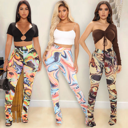 Irregular Pleated High Waist Women's Trousers