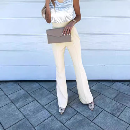 High-Waisted Slim Fit Bell-Bottom Pants for Women