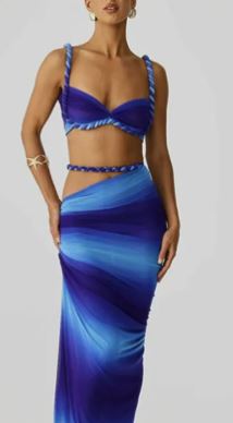 Chic Backless Halter Suspender Sheath Skirt Two-Piece Set