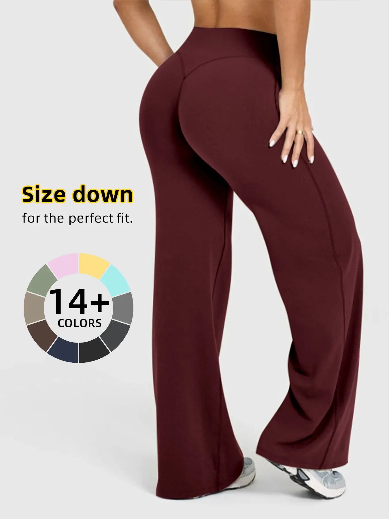 Women'S High Waisted Elastic Loose Fit Straight Leg Pants, Butt Lifting Outdoor Casual Pants, Suitable for Yoga and Pilates, Comfortable Daily Wear, Womenswear