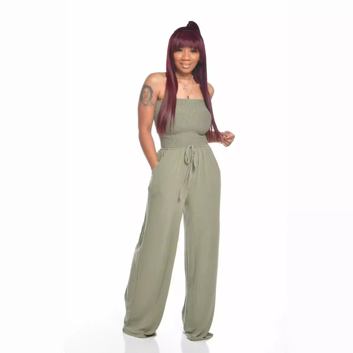 2023 Women's Casual Off-Shoulder Wide-Leg Jumpsuit