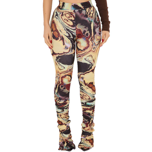 Irregular Pleated High Waist Women's Trousers