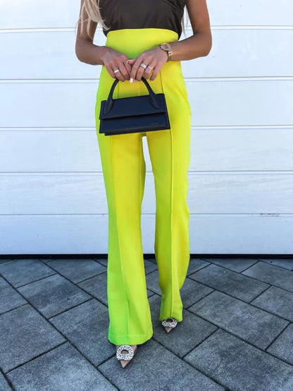 High-Waisted Slim Fit Bell-Bottom Pants for Women