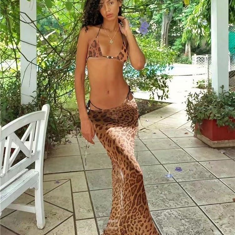 2022 WISH Printed Sexy Bikini Wrap Skirt Set