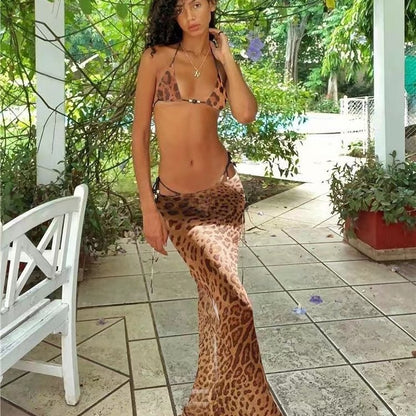 2022 WISH Printed Sexy Bikini Wrap Skirt Set