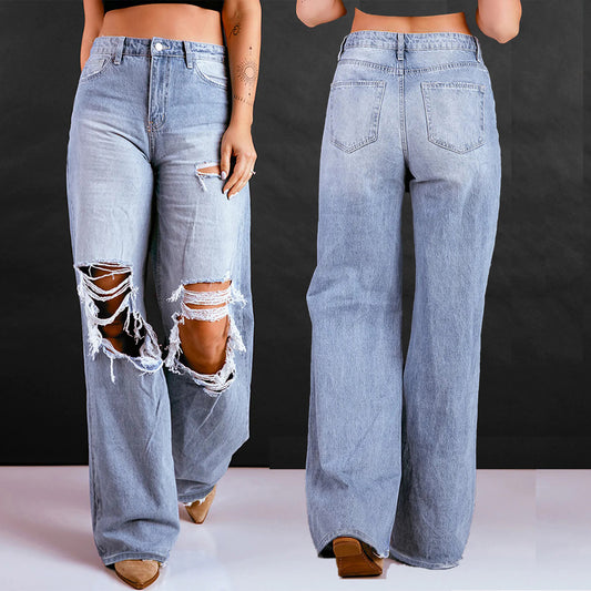 High Waist Loose Straight Leg Trousers