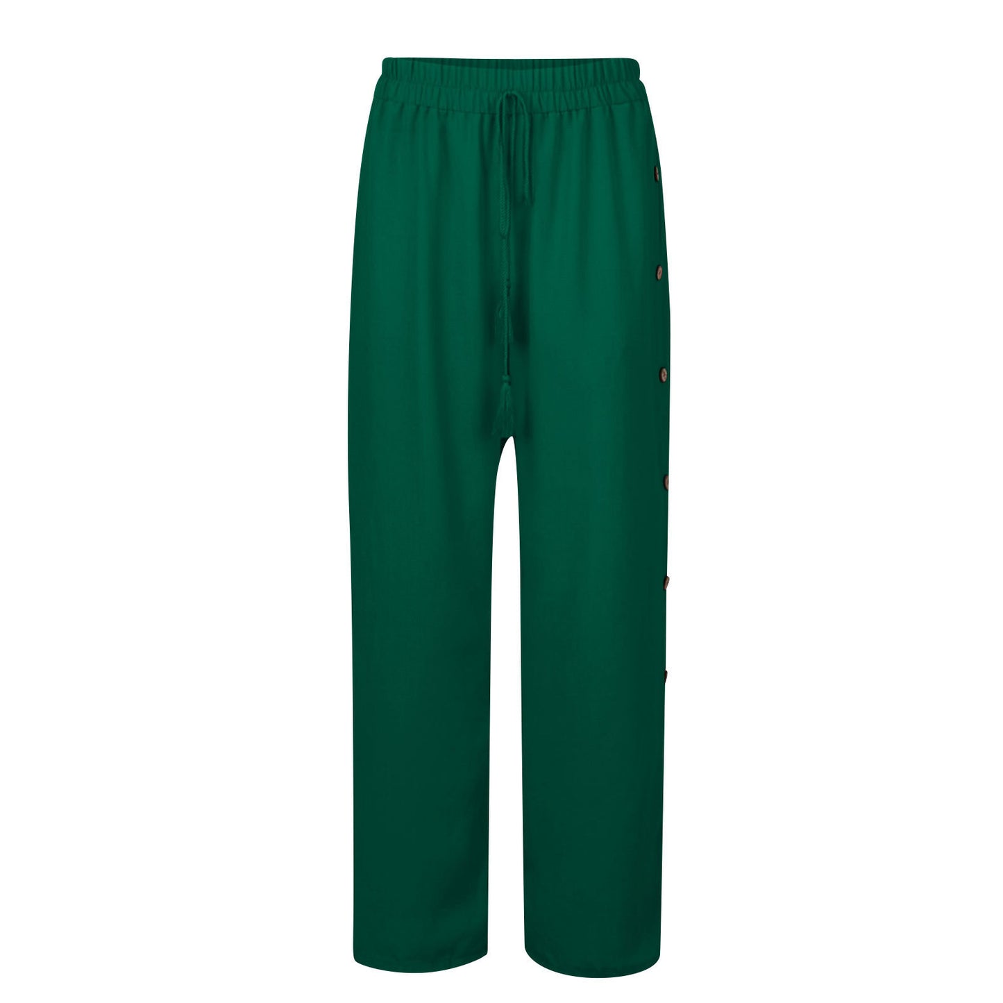 Plus Size Boho Wide Leg Drawstring Pants with Buttons