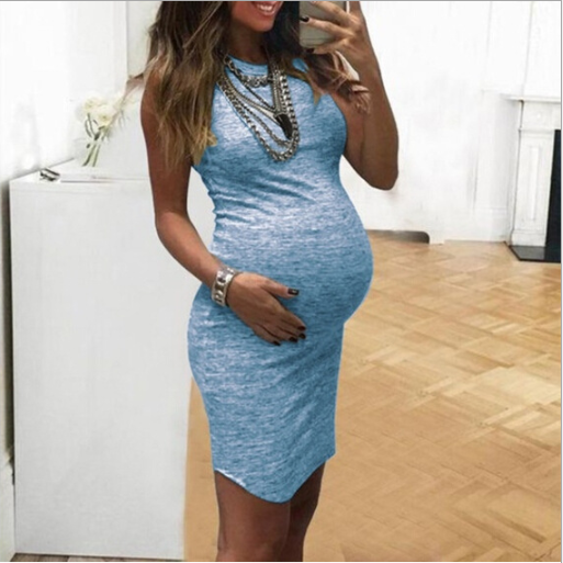 Summer Women's Sleeveless Round Neck Maternity Dress