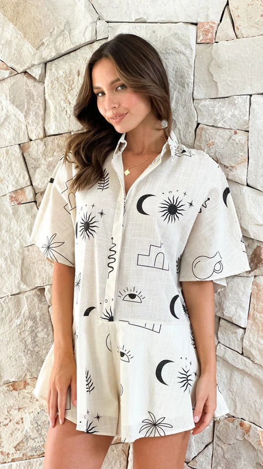 Summer Casual Wide-Leg Short Jumpsuit - Style 88192