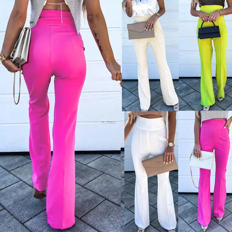 High-Waisted Slim Fit Bell-Bottom Pants for Women