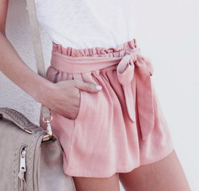 Women's High-Waisted Loose Fit Solid Color Shorts