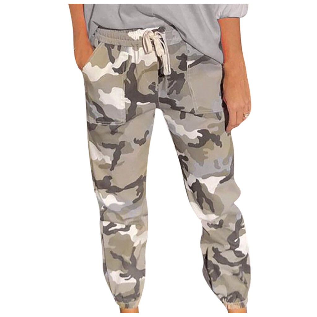 Trendy Women's Cotton Cargo Pants - Mid Waist Casual