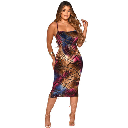 Floral Print Spaghetti-Strap One-Step Dress