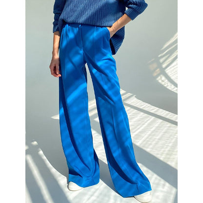 High-Waisted Solid Color Wide-Leg Pants for Women