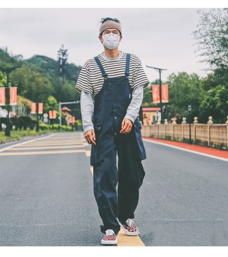 Retro Korean Loose Wide Leg Jumpsuit for Men