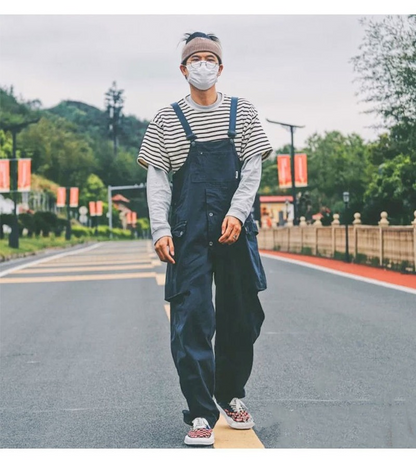 Retro Korean Loose Wide Leg Jumpsuit for Men